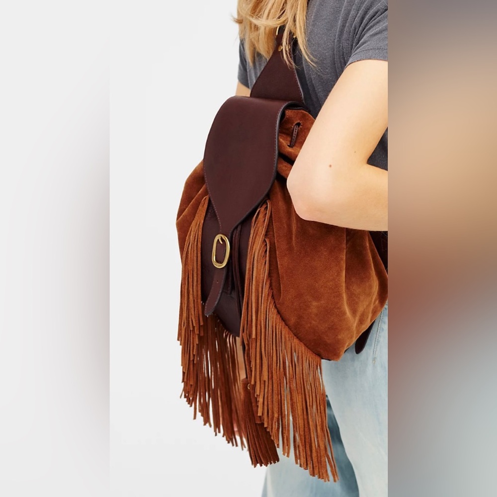 Frye Clara Suede Fringe Backpack bag. Super Rare ✨